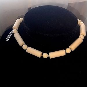 White Lucite Beaded Necklace, Interesting Vintage Strand